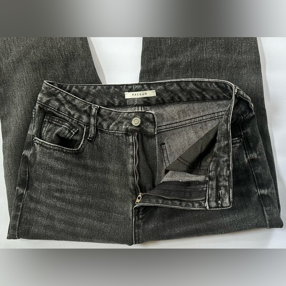 Pacsun Women's Pac Sun Sz 27 High Rise Black Wash Denim Straight Leg Mom Jeans - Picture 10 of 13